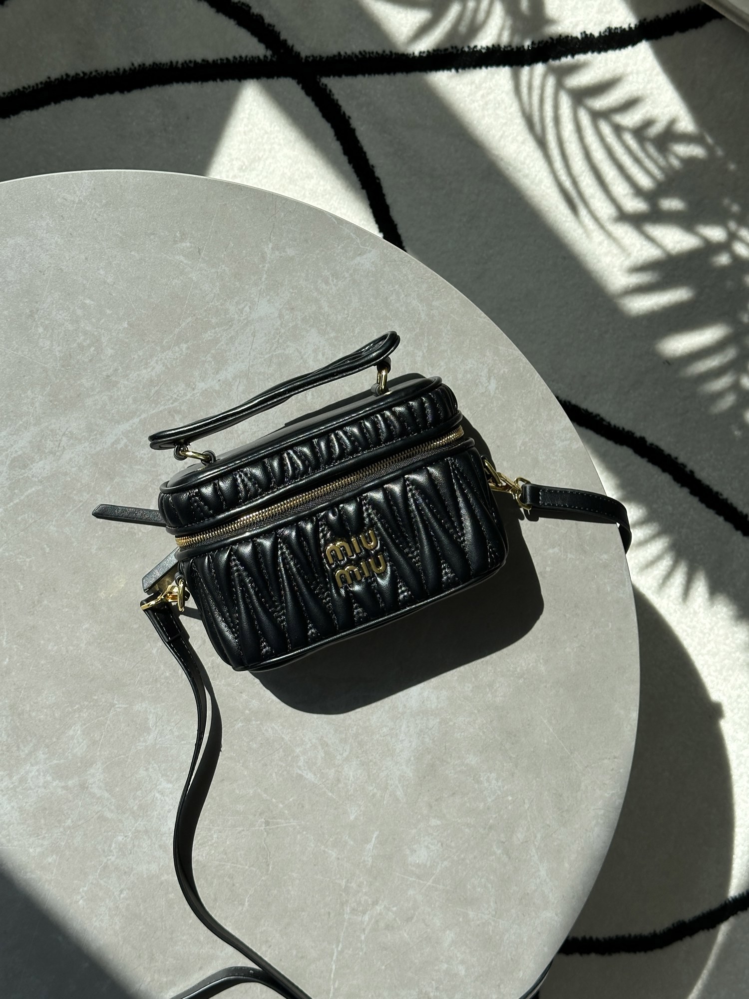 Miu Miu Matelassé Nappa Leather Vanity Bag Black - 12