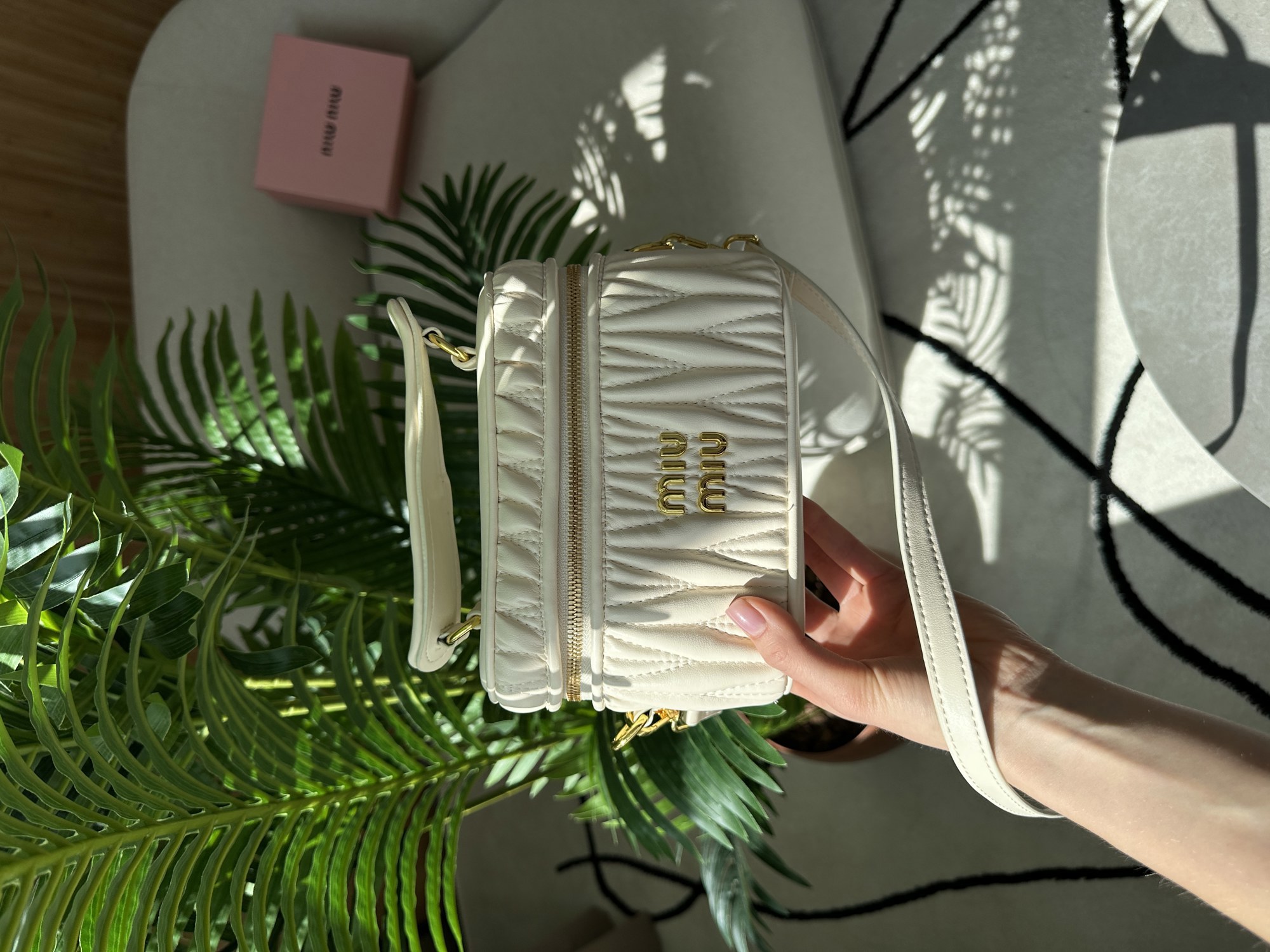 Miu Miu Matelassé Nappa Leather Vanity Bag White - 12
