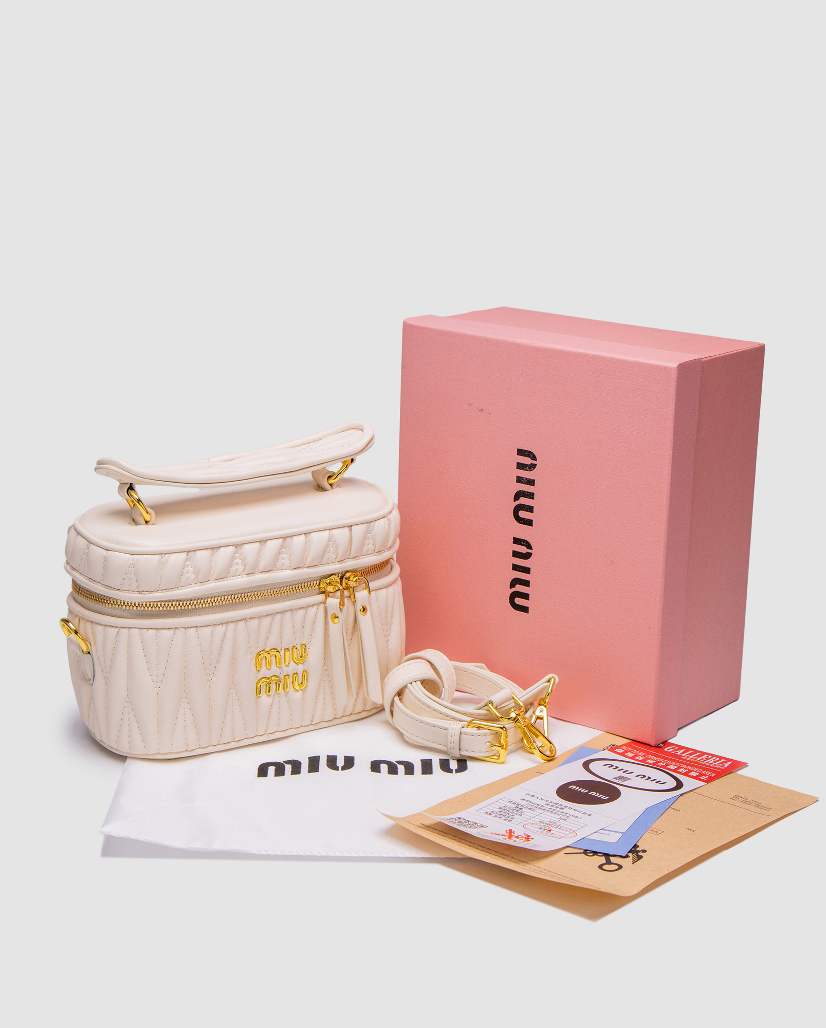 Miu Miu Matelassé Nappa Leather Vanity Bag White - 7