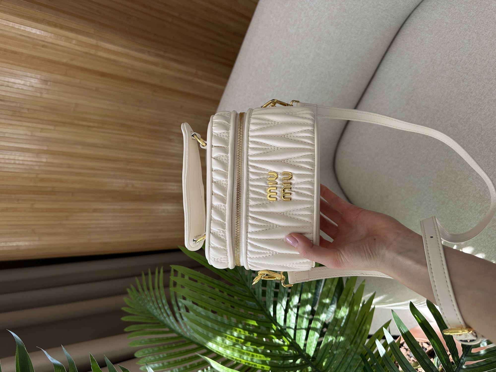 Miu Miu Matelassé Nappa Leather Vanity Bag White - 10