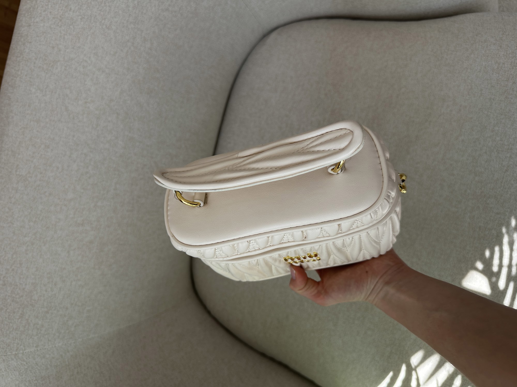 Miu Miu Matelassé Nappa Leather Vanity Bag White - 14