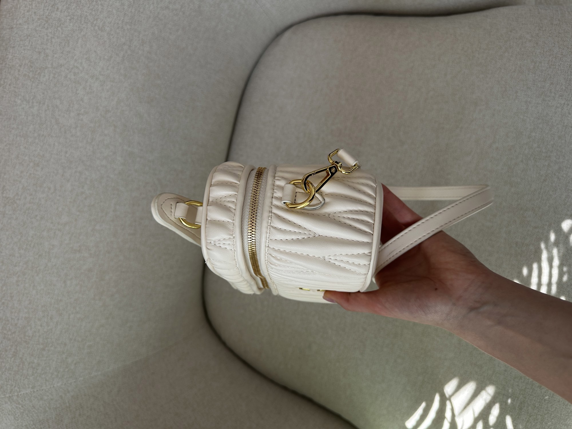 Miu Miu Matelassé Nappa Leather Vanity Bag White - 13