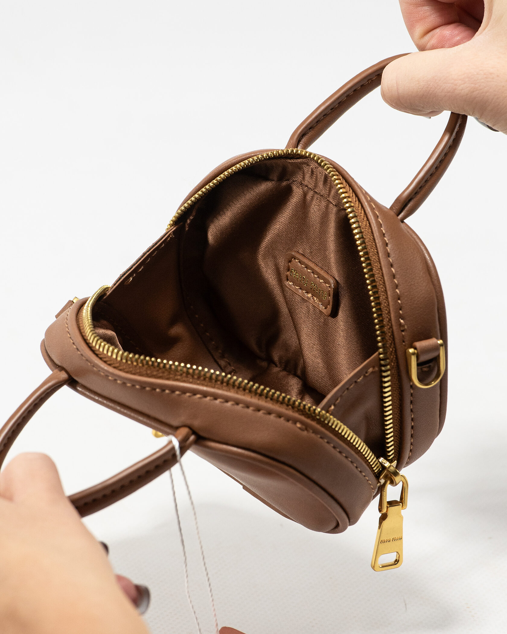 Miu Miu Micro Arcadie Bag in Cognac/Brown Leather - 10