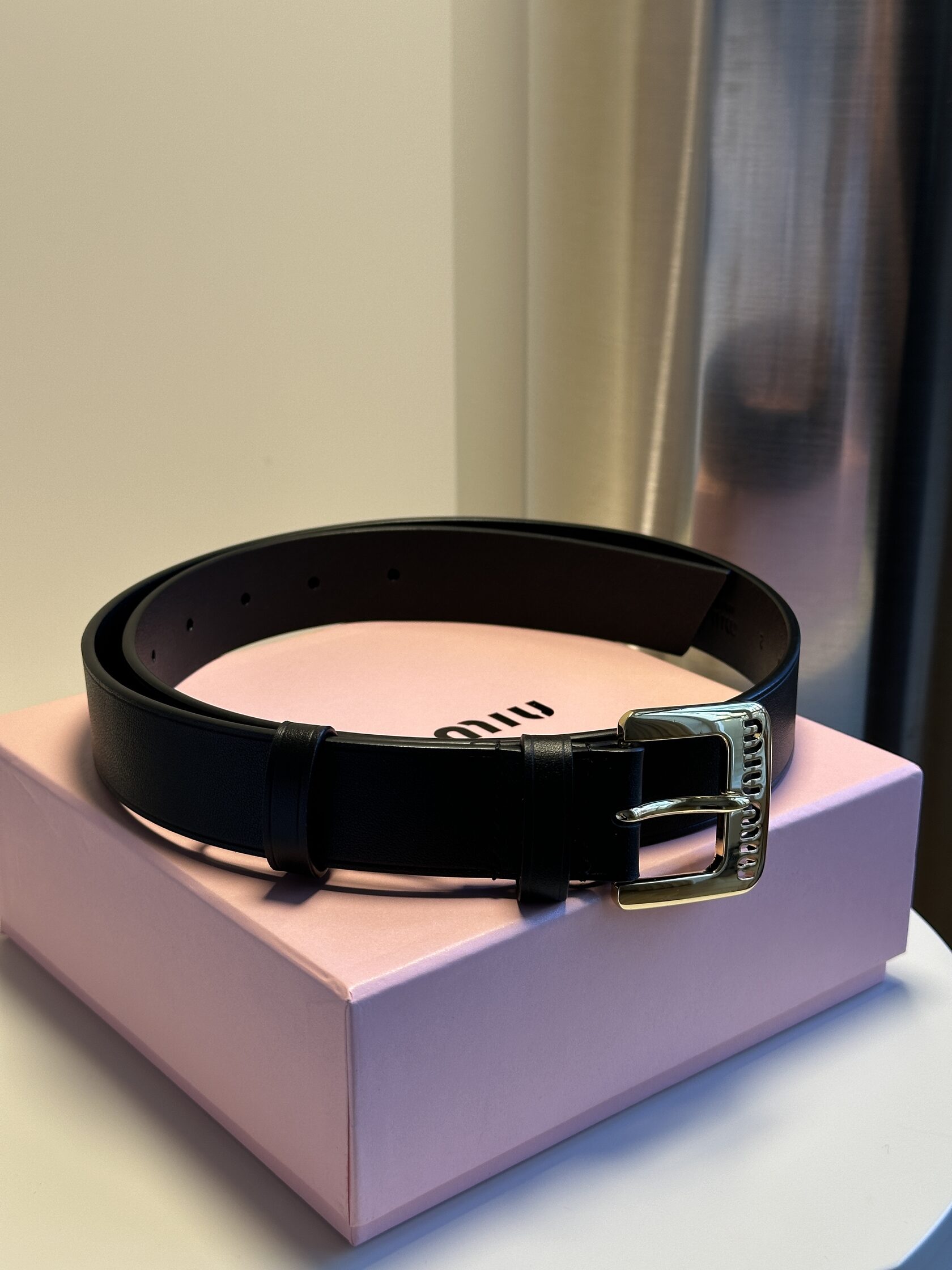 Miu Miu Nappa Leather Belt Black - 12
