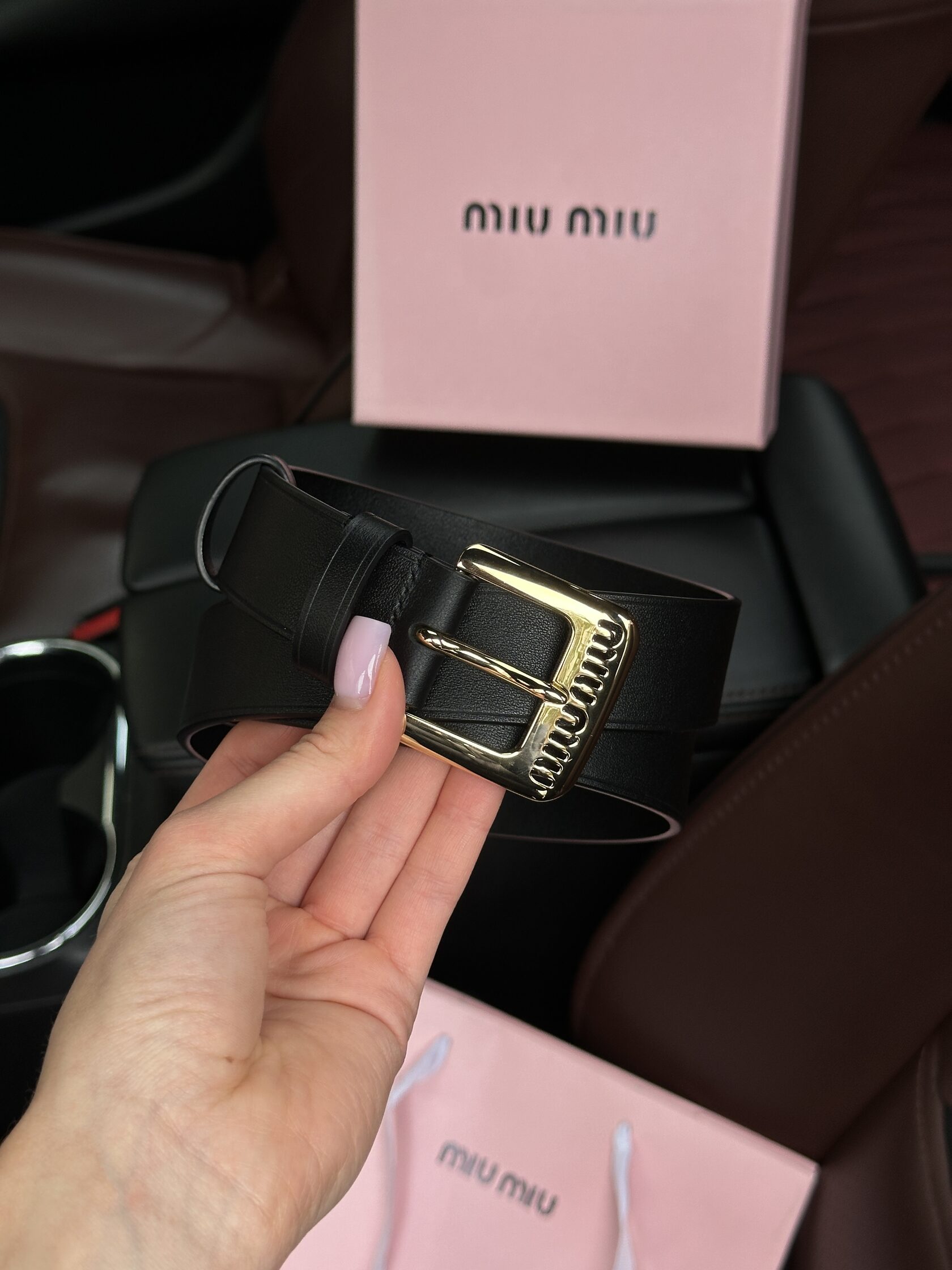 Miu Miu Nappa Leather Belt Black - 7