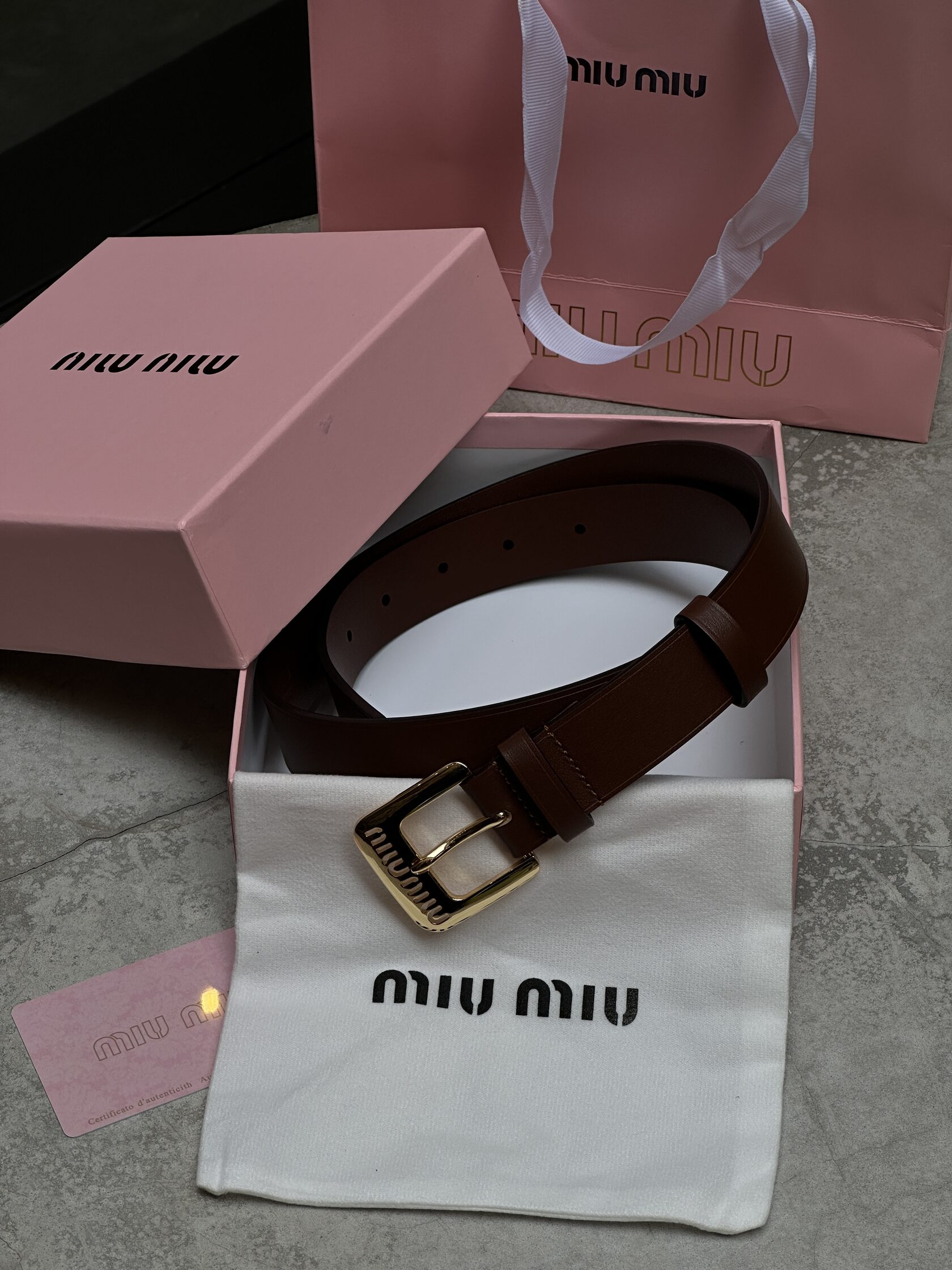 Miu Miu Nappa Leather Belt Brown - 9