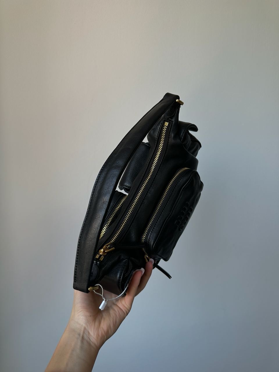 Miu Miu Nappa Leather Pocket Bag Black - 6