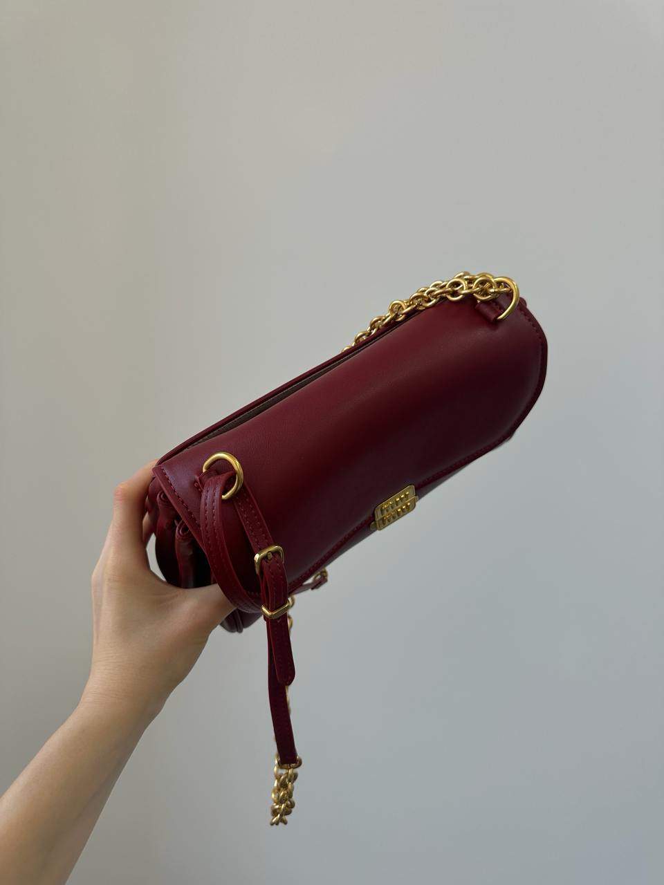 Miu Miu Nappa Shoulder Bag Burgundy - 11