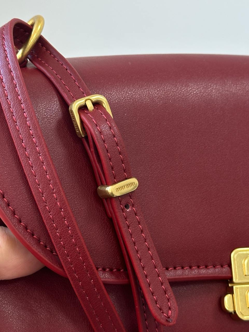 Miu Miu Nappa Shoulder Bag Burgundy - 13