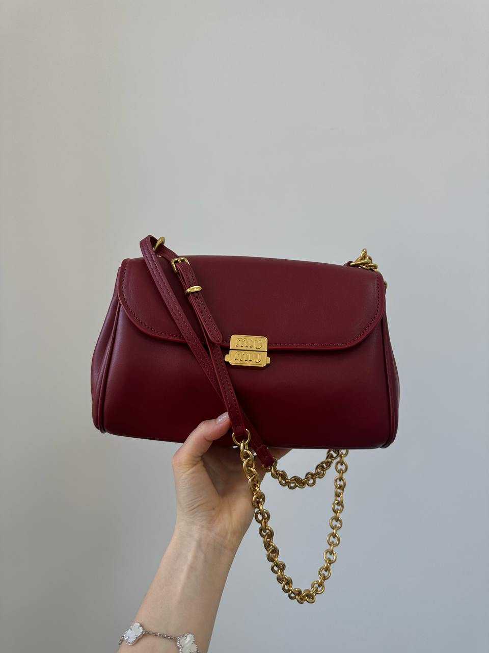 Miu Miu Nappa Shoulder Bag Burgundy - 4