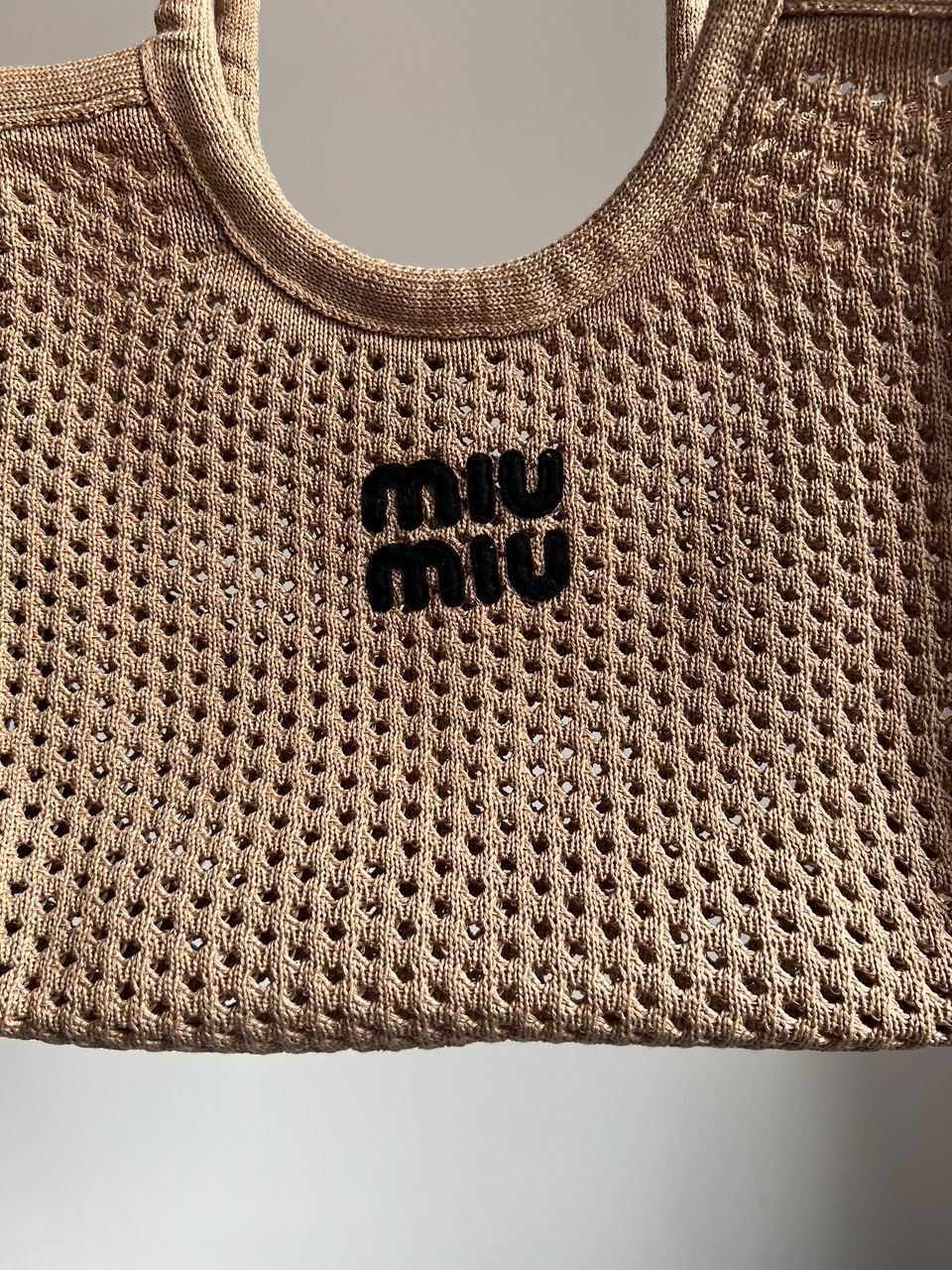 Miu Miu Raffia And Linen Tote Bag Beige - 3