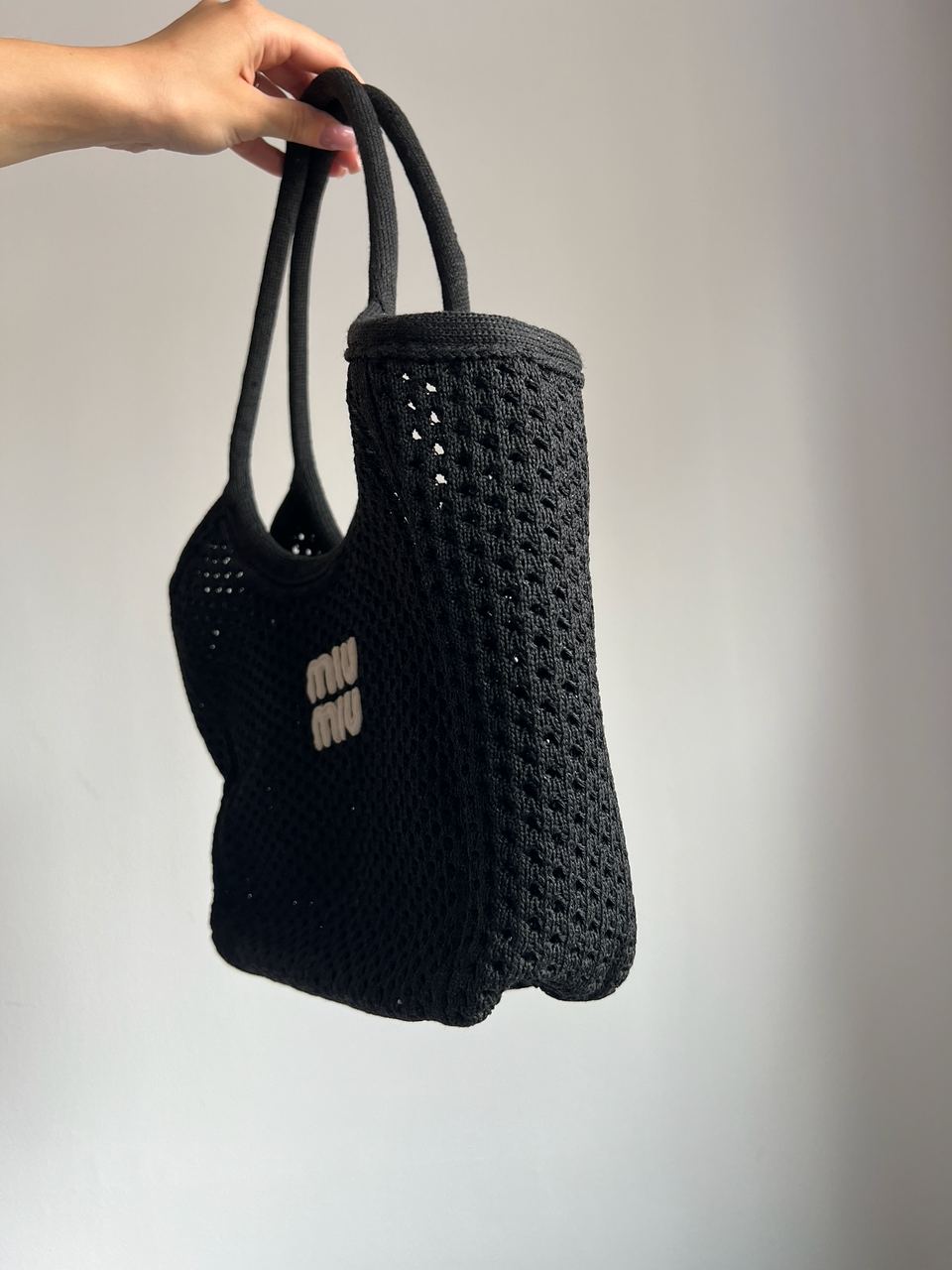 Miu Miu Raffia And Linen Tote Bag Black - 4