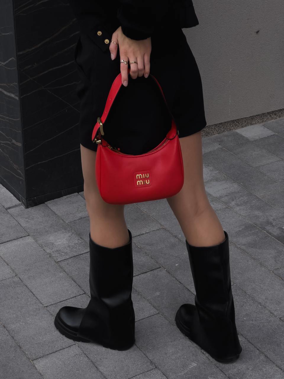 Miu Miu Red Leather Hobo Bag - 6