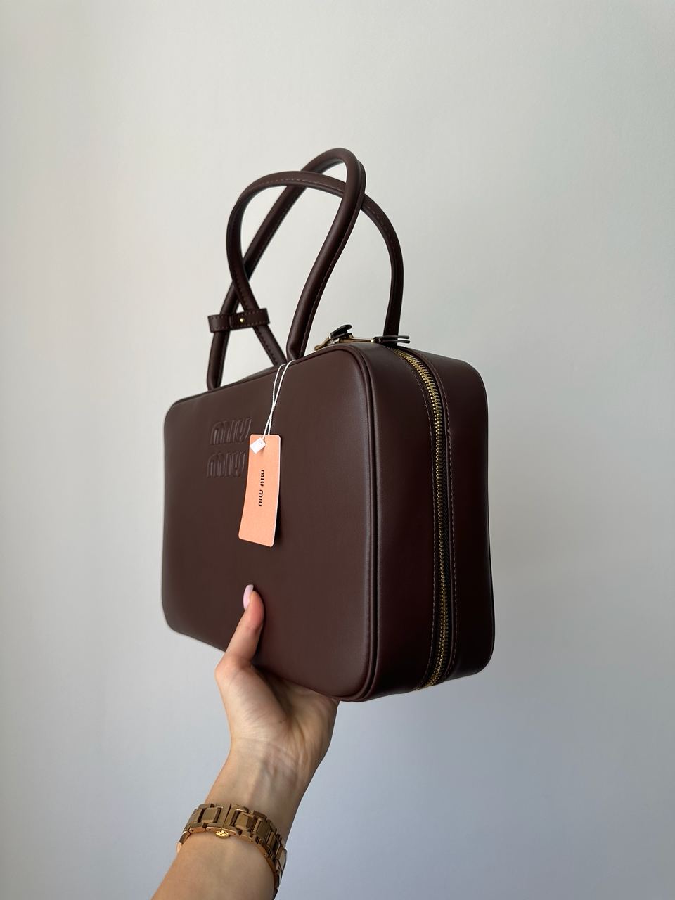 Miu Miu Ripe Cherry Leather Beau Top-Handle Bag - 4