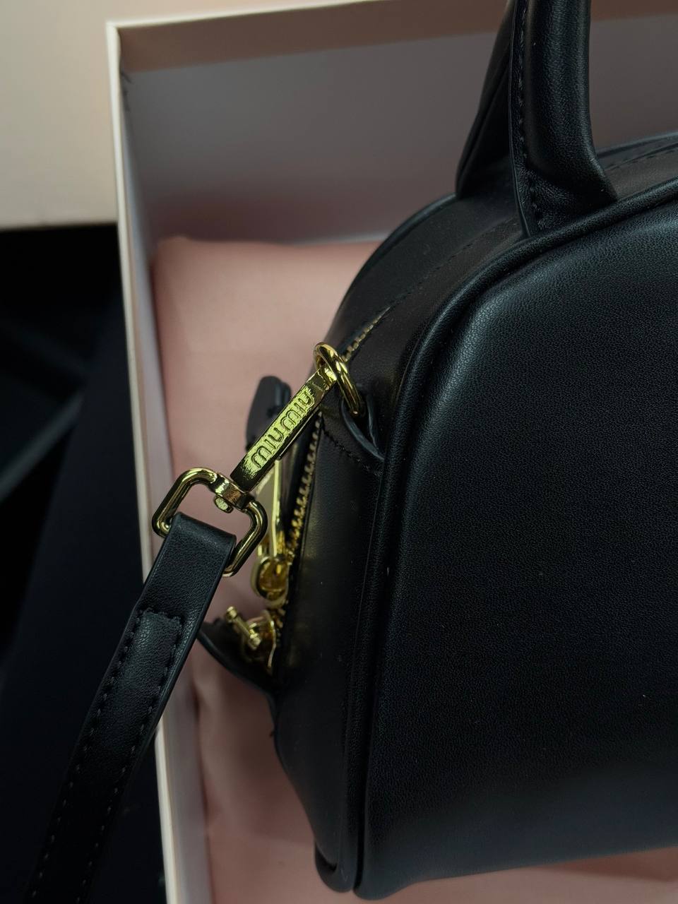 Miu Miu Semi-Circle Leather Top Handle Bag Black - 5