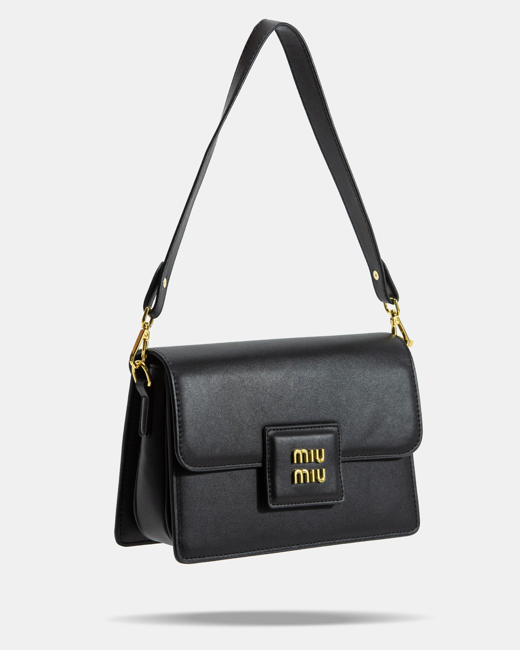 Miu Miu Shoulder Leather Bag Black - 5