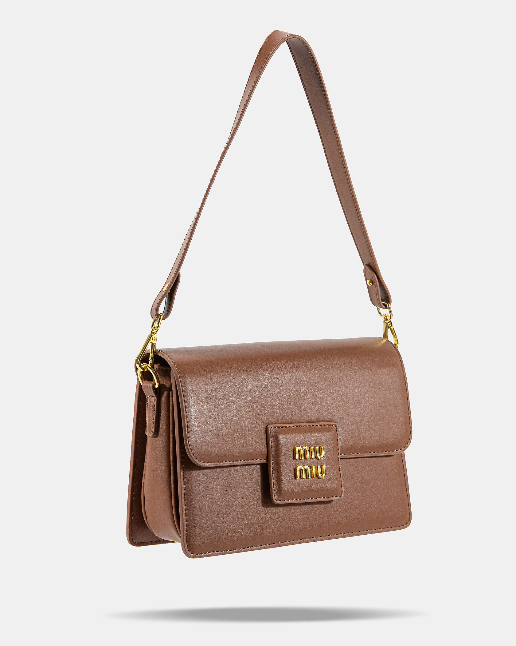 Miu Miu Shoulder Leather Bag Brown - 5