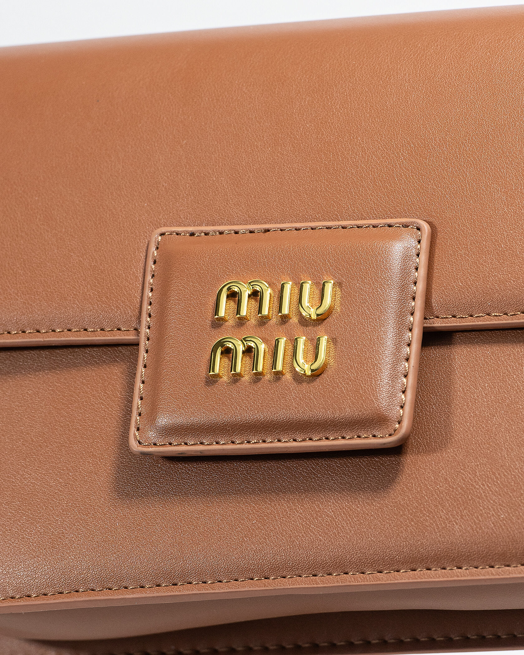 Miu Miu Shoulder Leather Bag Brown - 9