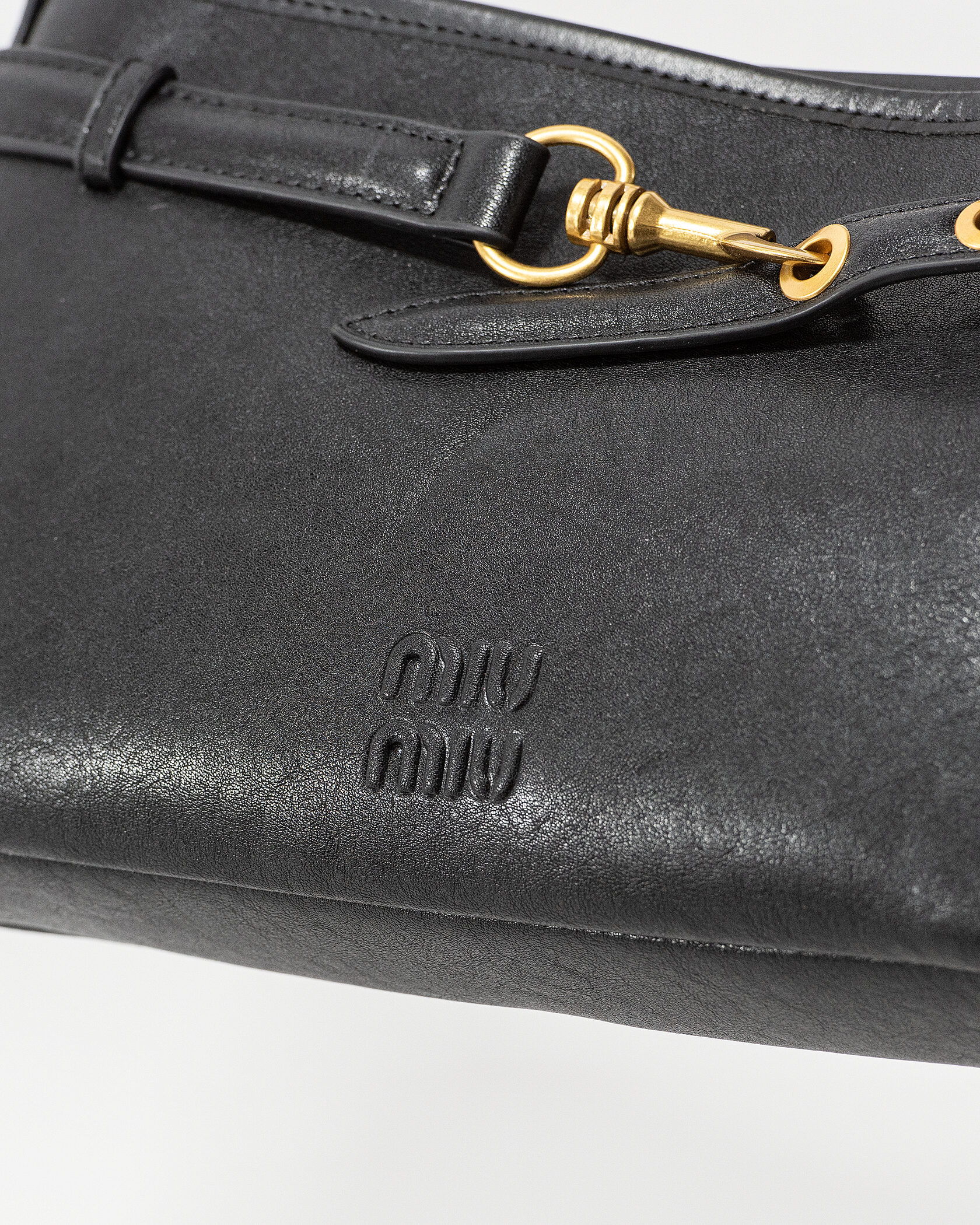 Miu Miu Small Baguette Shoulder Bag in Black Leather - 10