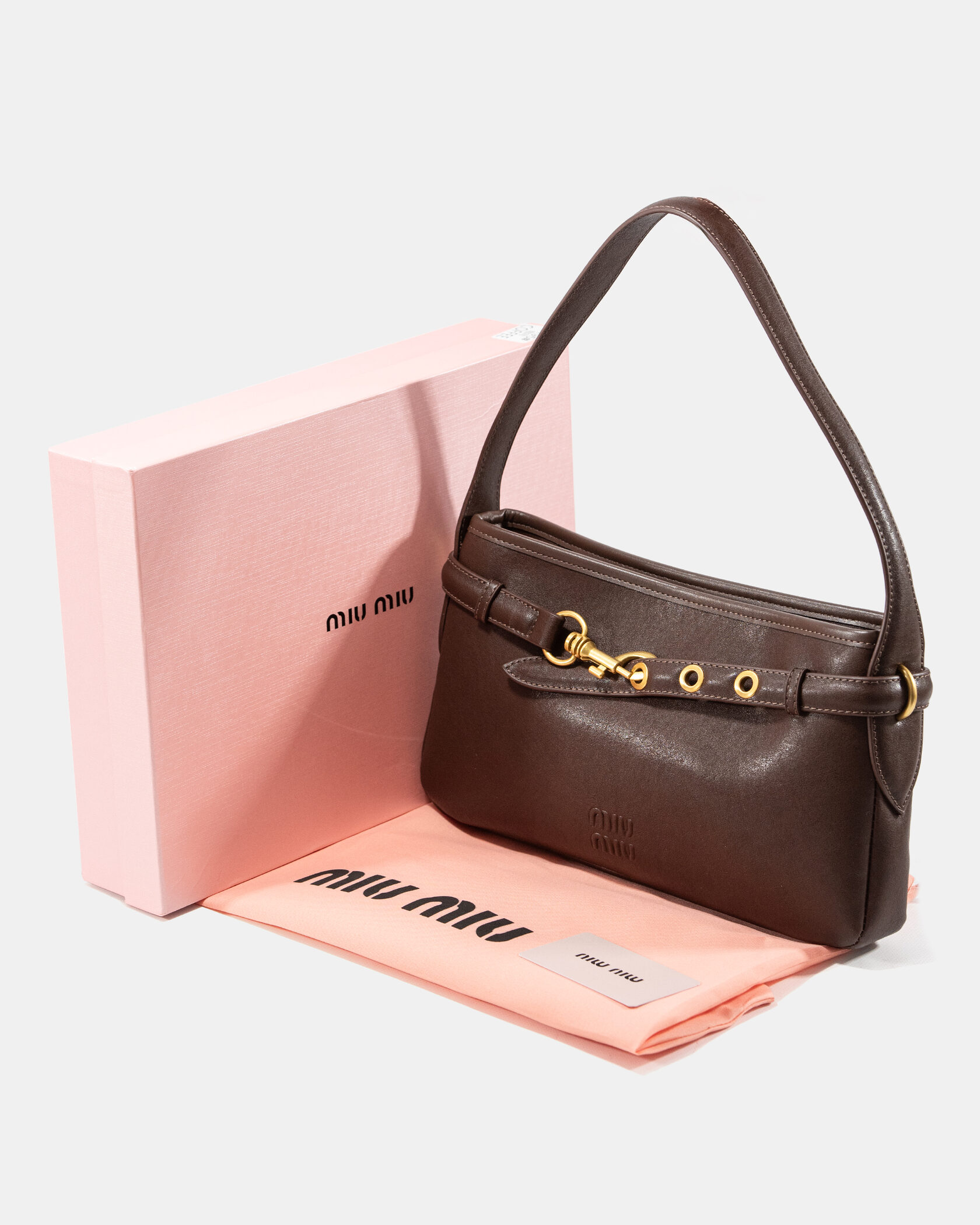 Miu Miu Small Baguette Shoulder Bag in Brown Leather - 2