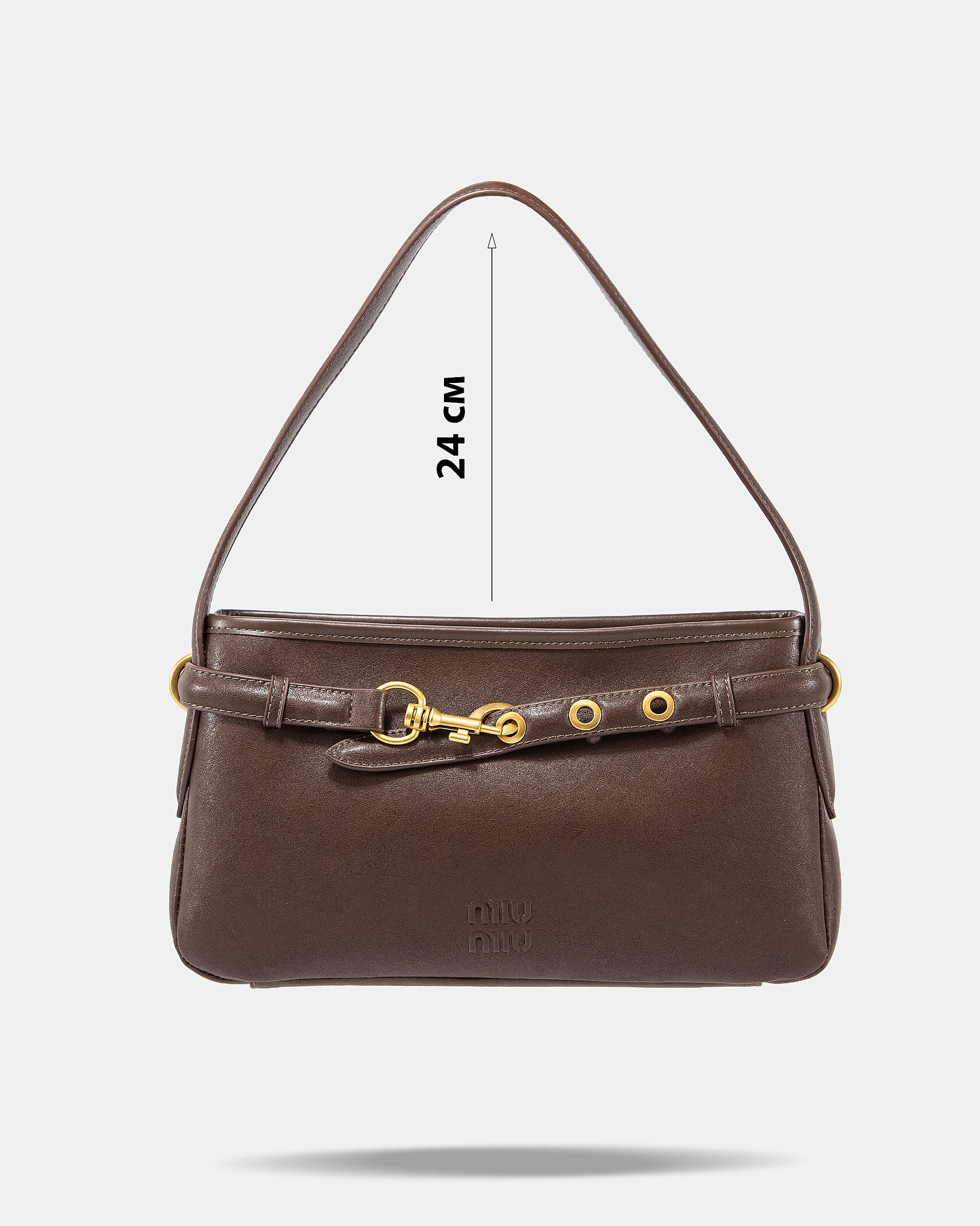 Miu Miu Small Baguette Shoulder Bag in Brown Leather - 4