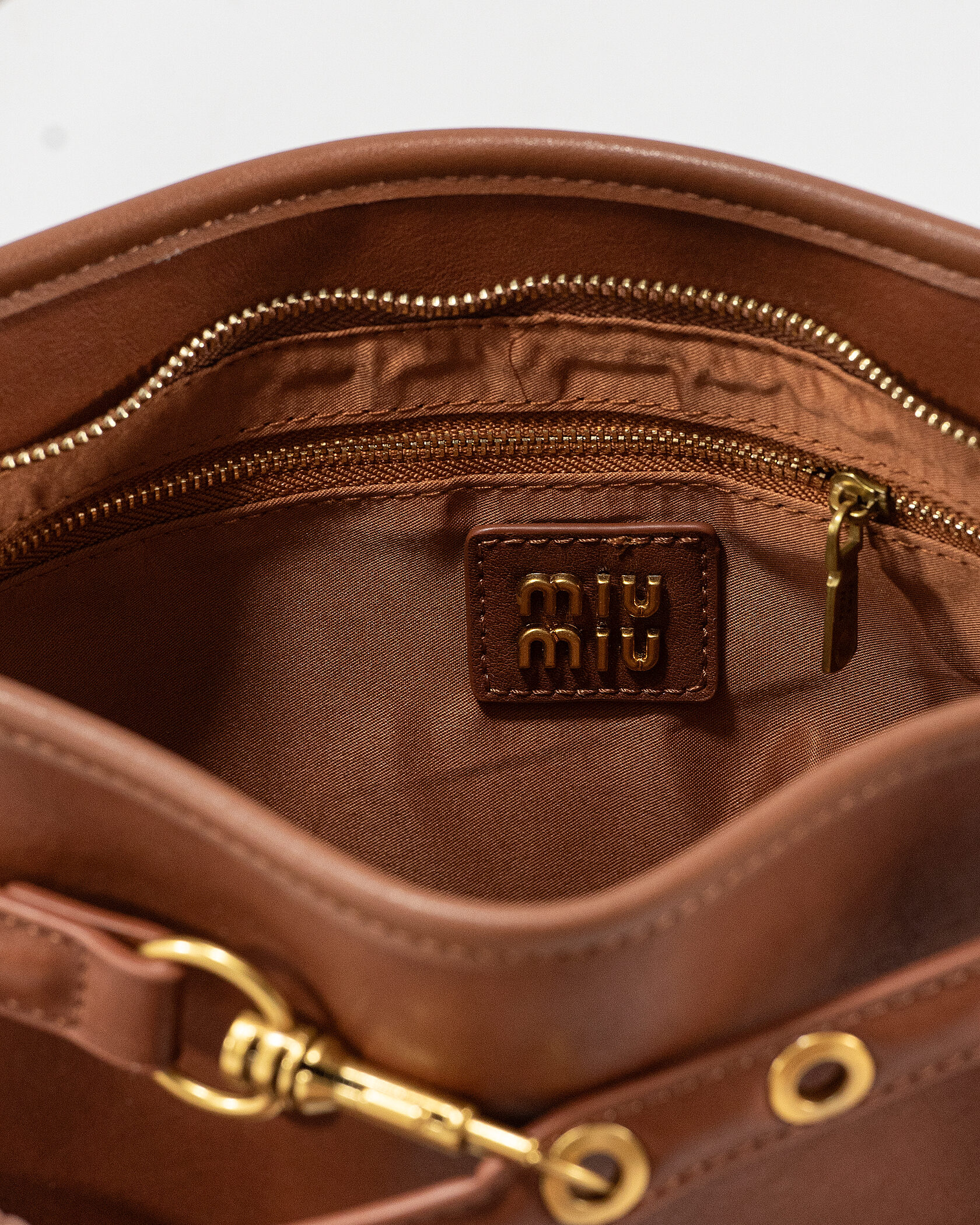 Miu Miu Small Baguette Shoulder Bag in Brown Leather - 12