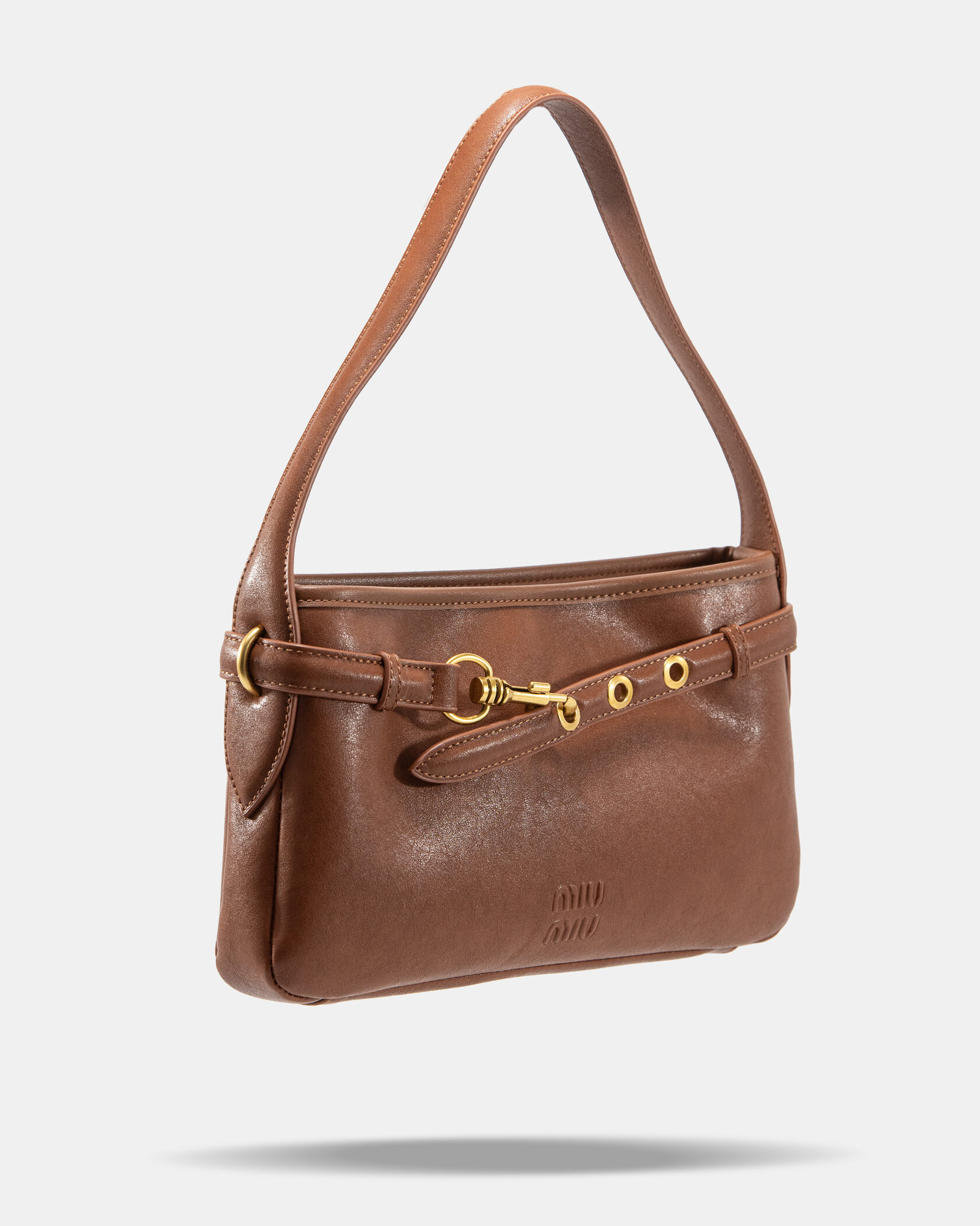 Miu Miu Small Baguette Shoulder Bag in Brown Leather - 5