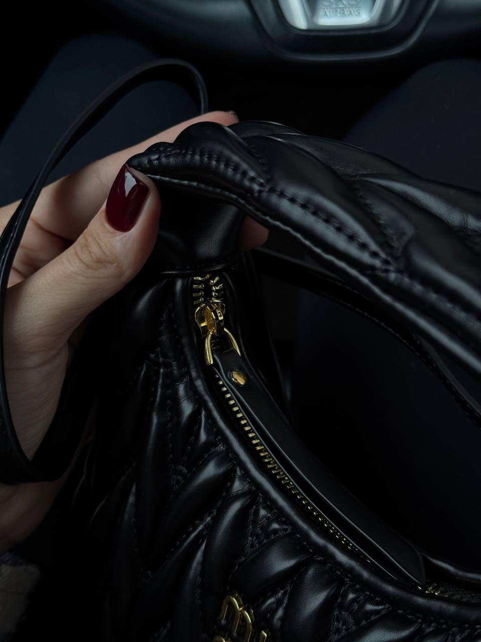 Miu Miu Wander Matelassé Mini Hobo Bag Black - 3