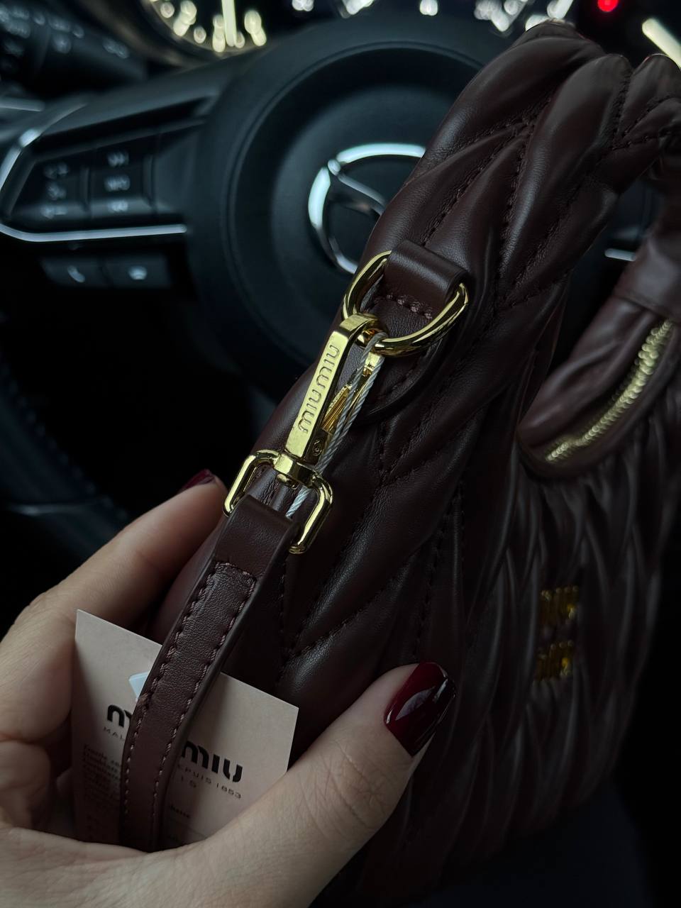 Miu Miu Wander Matelassé Mini Hobo Bag Chocolate - 4