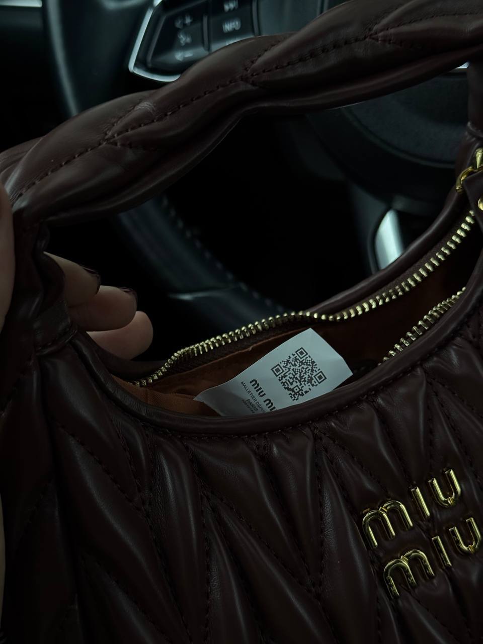 Miu Miu Wander Matelassé Mini Hobo Bag Chocolate - 8