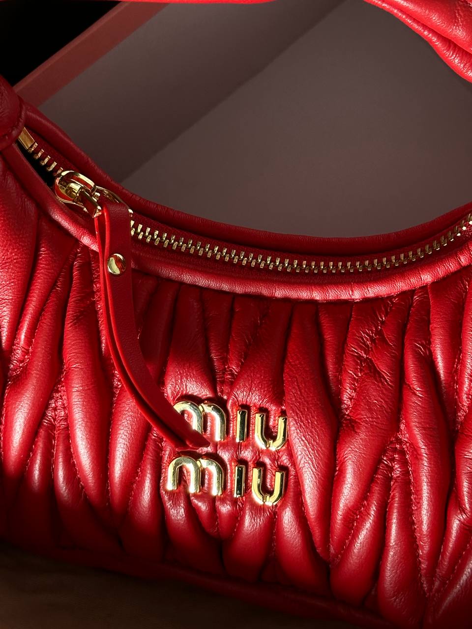 Miu Miu Wander Matelassé Mini Hobo Bag Red - 3