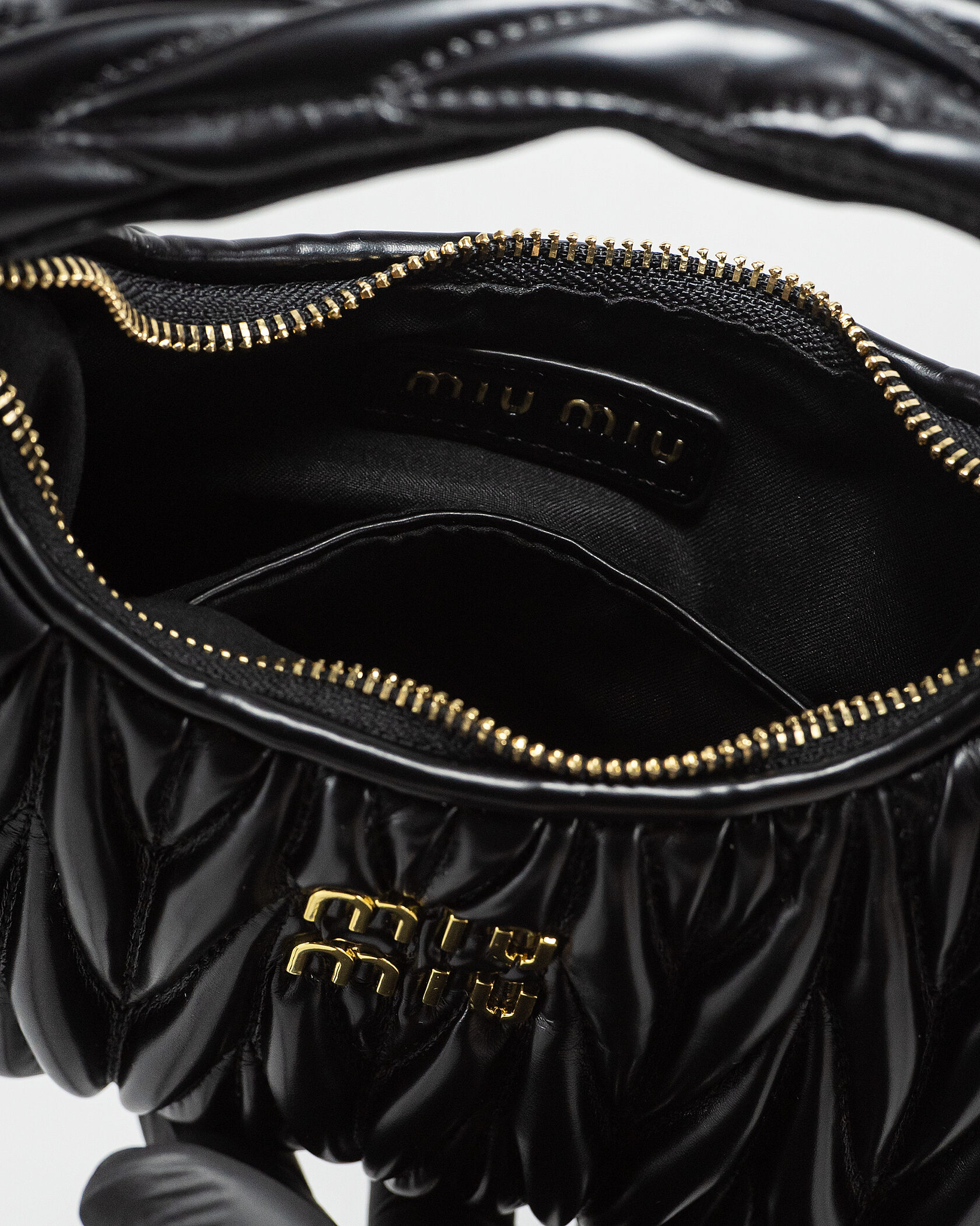 Miu Miu Wander Matelassé Nappa Leather Mini Hobo Bag Black - 15