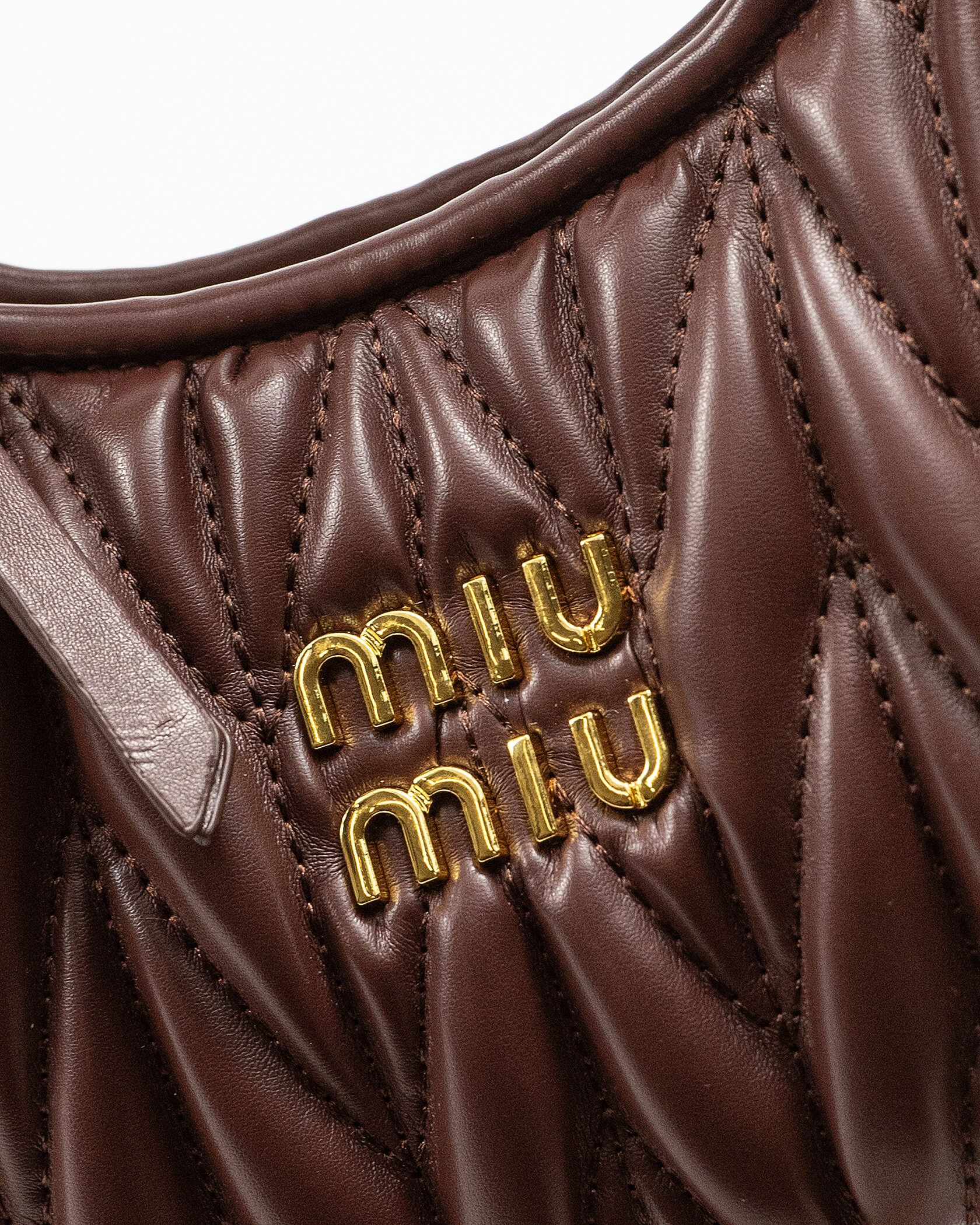 Miu Miu Wander Matelassé Nappa Leather Mini Hobo Bag Brown - 7