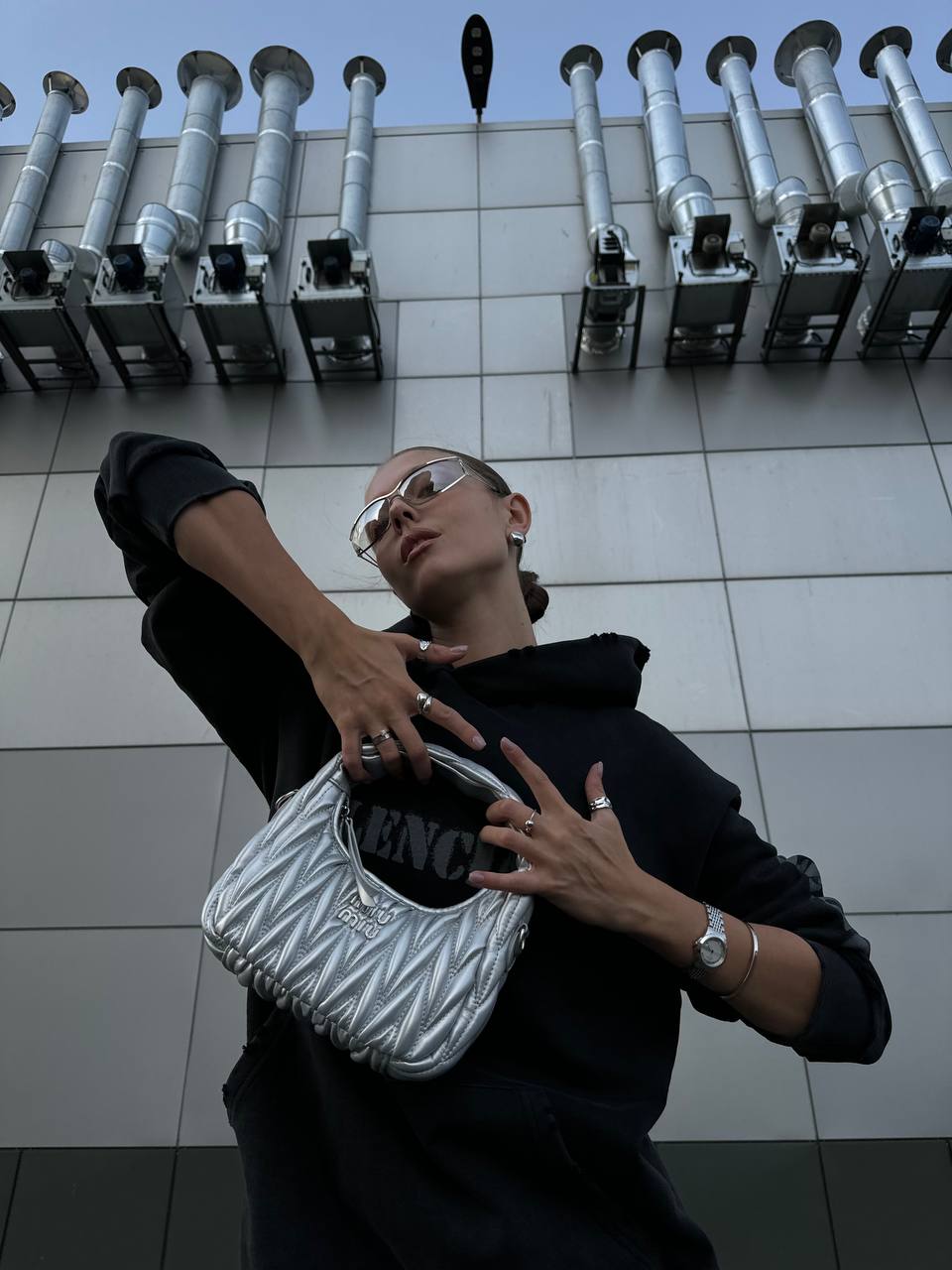 Miu Miu Wander Matelassé Nappa Leather Mini Hobo Bag Silver - 2