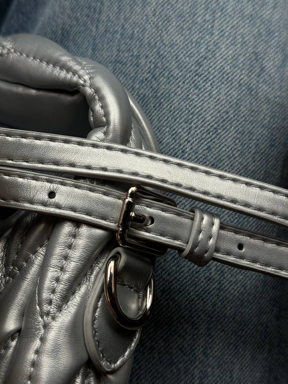 Miu Miu Wander Matelassé Nappa Leather Mini Hobo Bag Silver - 4