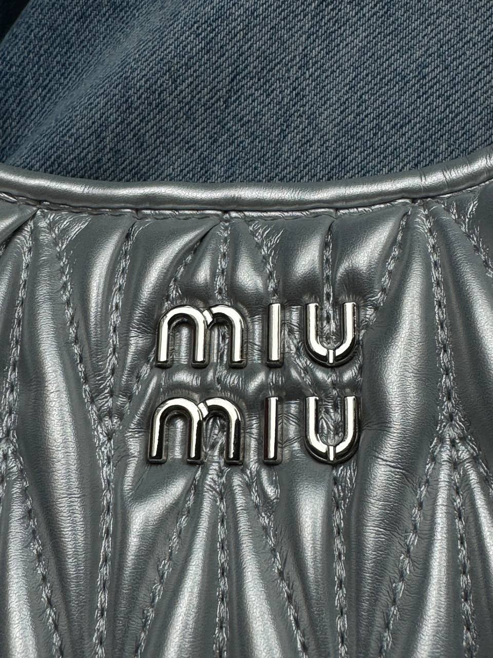 Miu Miu Wander Matelassé Nappa Leather Mini Hobo Bag Silver - 6