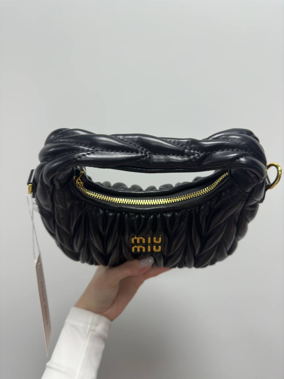 Miu Miu Wander Matelasse Medium Hobo Bag Black - 5