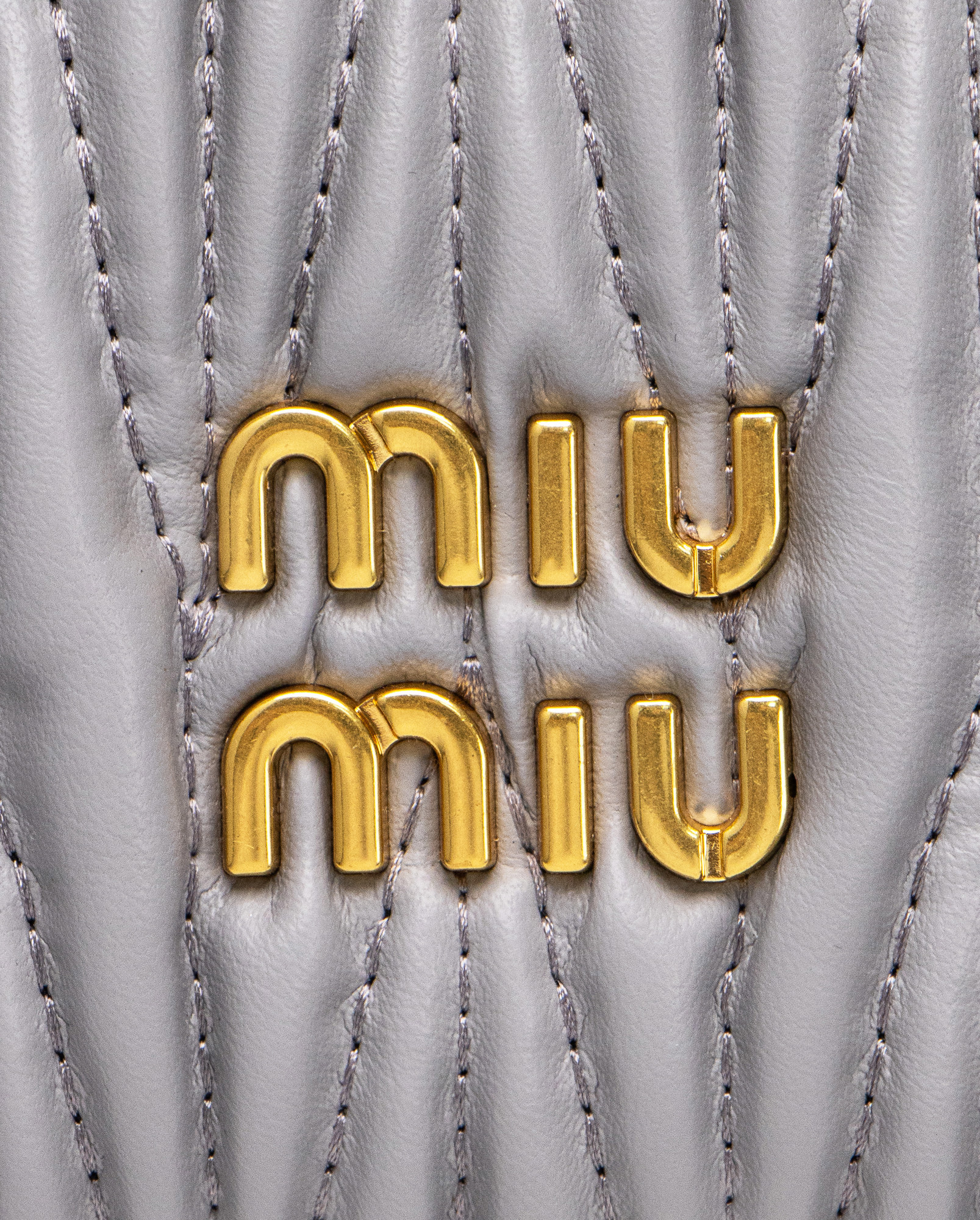 Miu Miu Wander Matelassé Nappa Leather Mini Hobo Bag Grey - 4