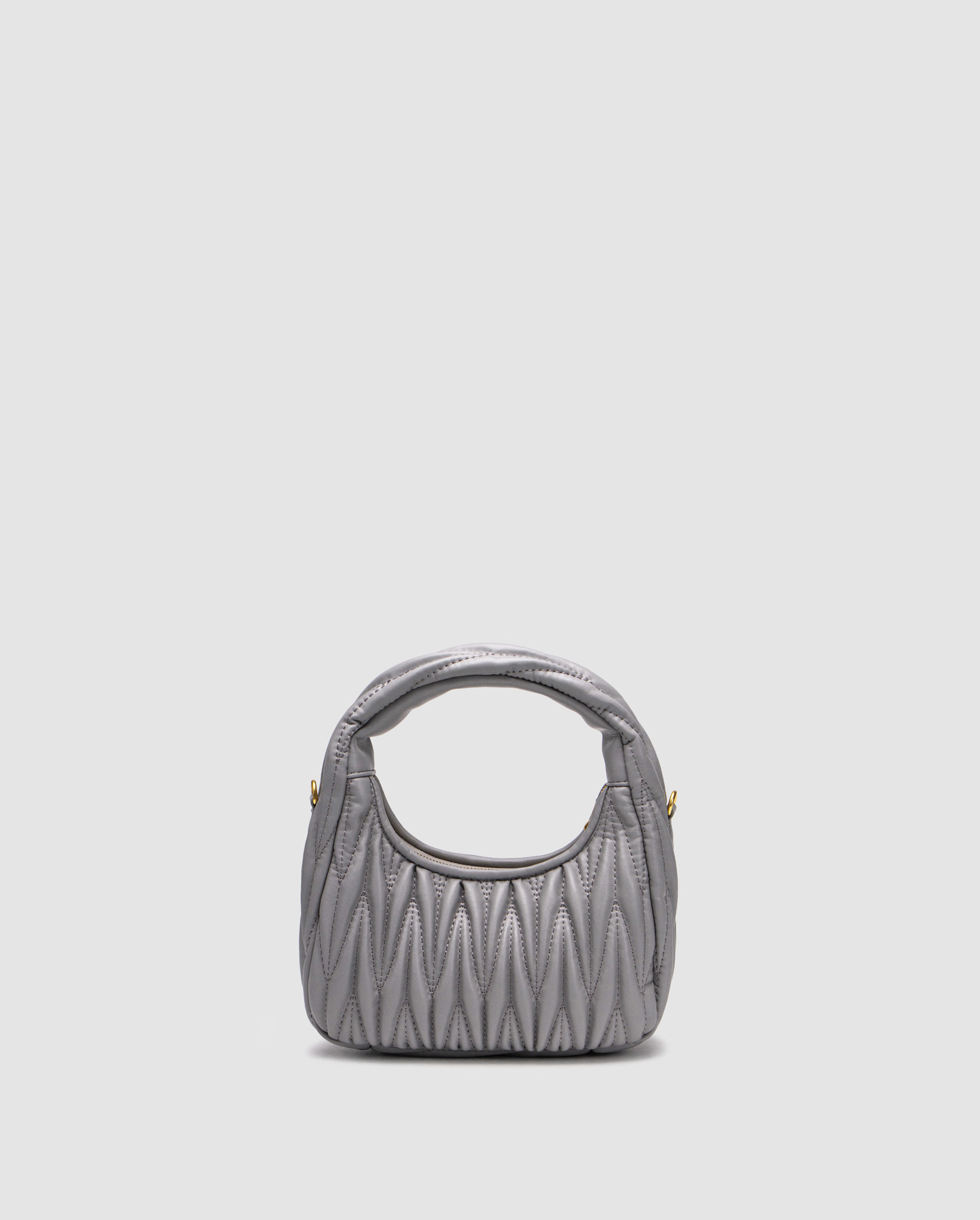 Miu Miu Wander Matelassé Nappa Leather Mini Hobo Bag Grey - 2