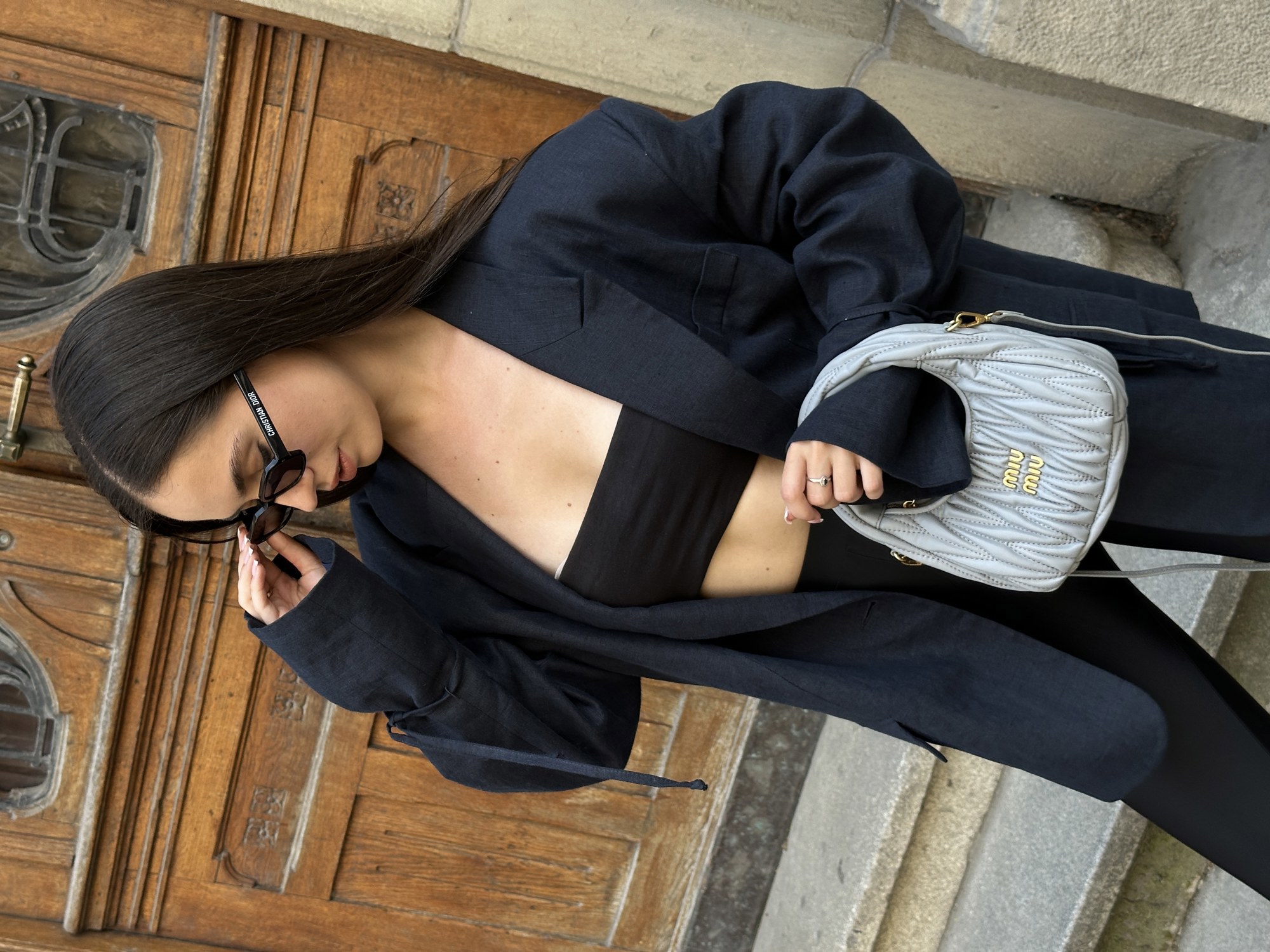 Miu Miu Wander Matelassé Nappa Leather Mini Hobo Bag Grey - 11
