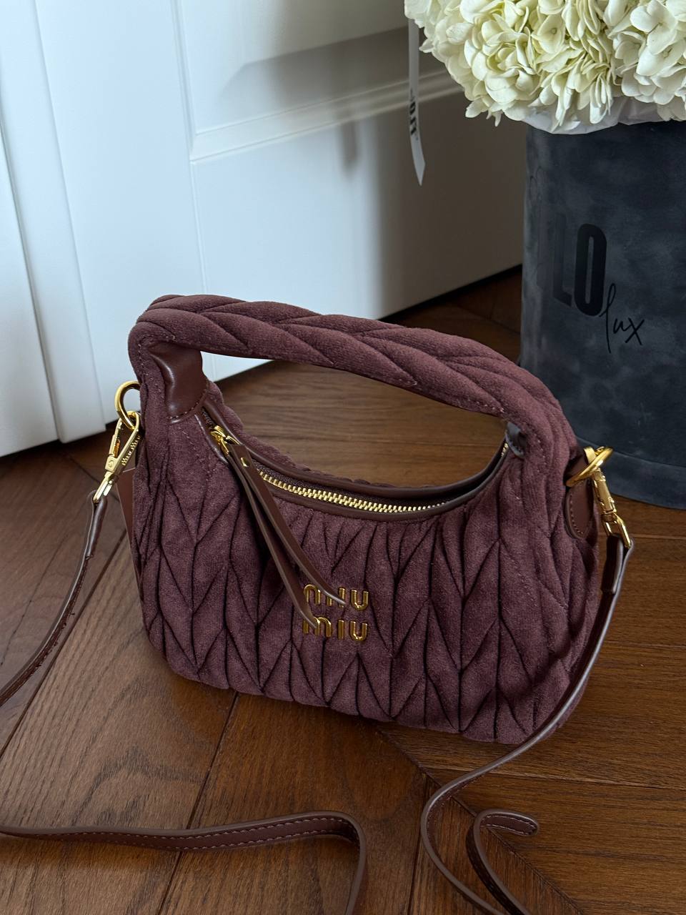 Miu Miu Wander Small matelassé suede shoulder bag - 10