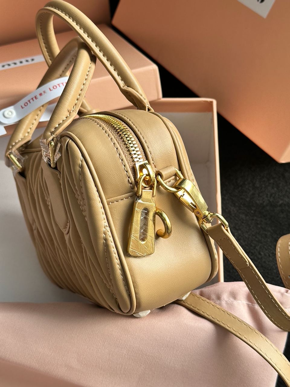 MiuMiu Arcadie Matelass? Nappa Leather Bag Beige - 21