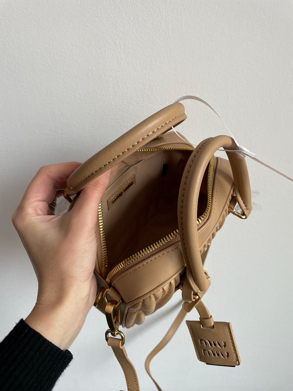 MiuMiu Arcadie Matelass? Nappa Leather Bag Beige - 28