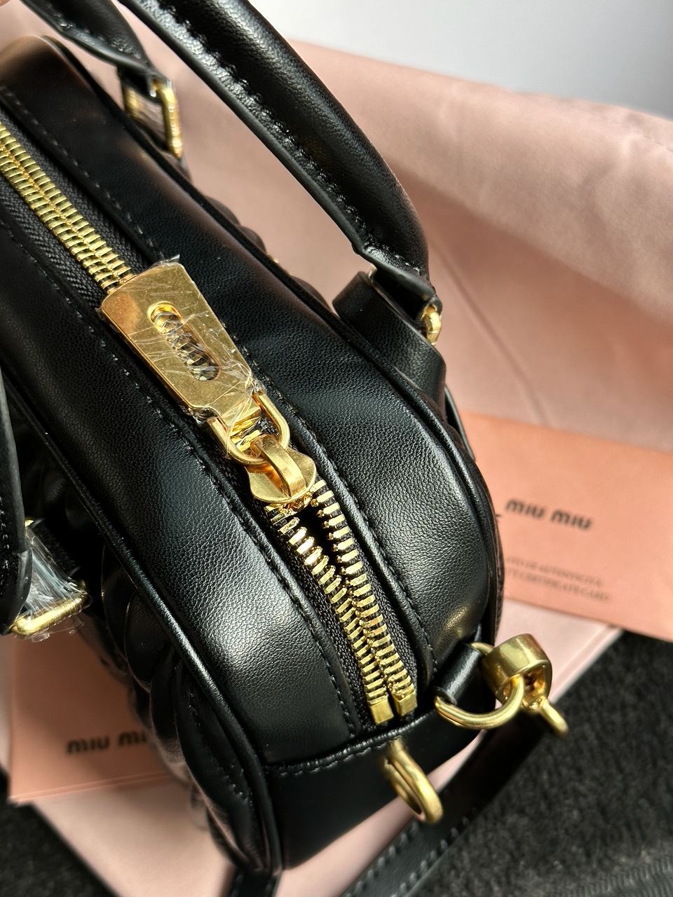 MiuMiu Arcadie Matelass? Nappa Leather Bag Black - 24