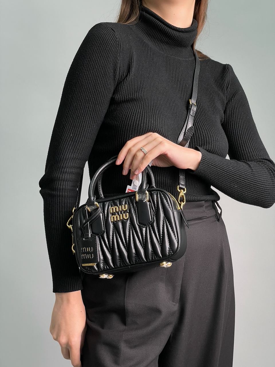 MiuMiu Arcadie Matelass? Nappa Leather Bag Black - 8