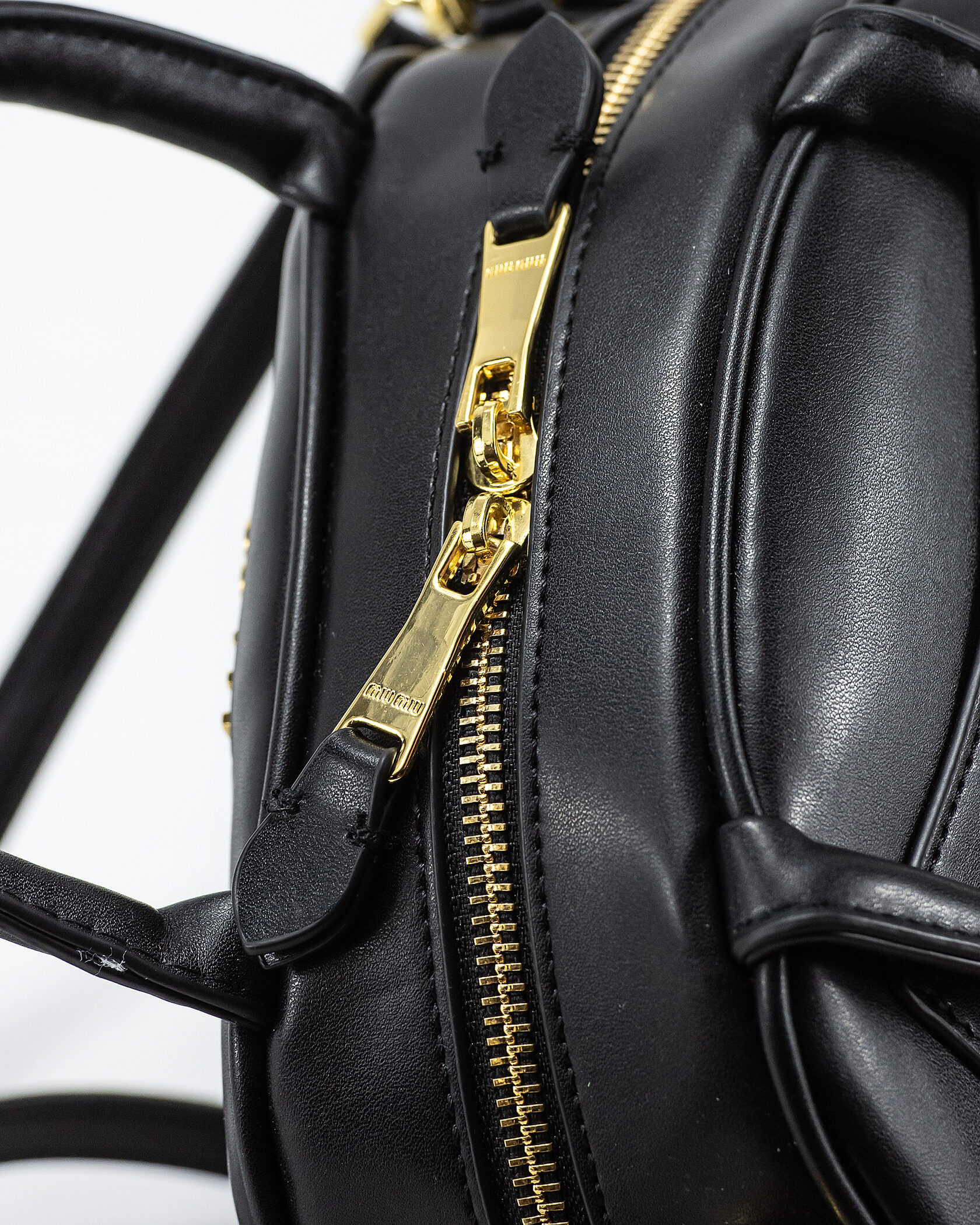 MiuMiu Leather Top-Handle Bag Black - 12