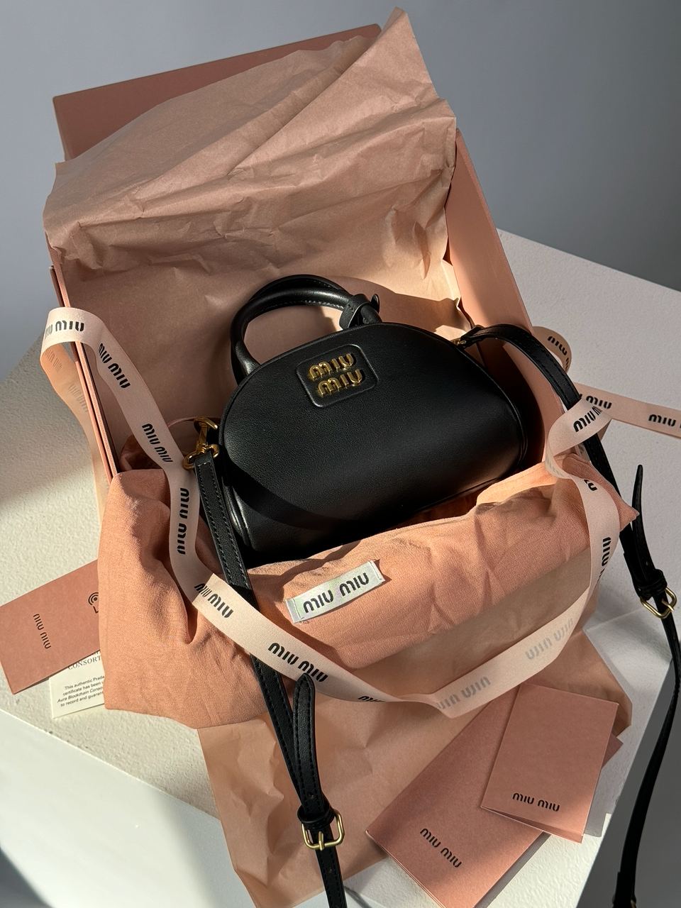 MiuMiu Leather Top-Handle Bag Black - 3