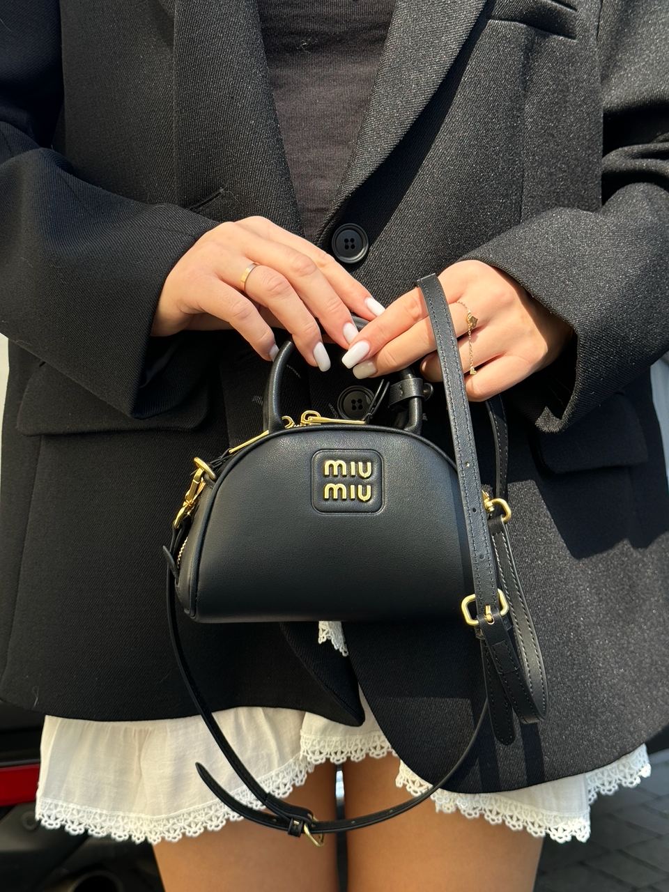 MiuMiu Leather Top-Handle Bag Black - 8