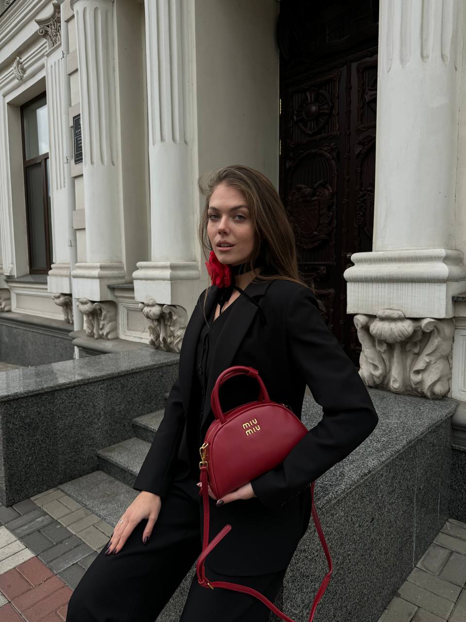 MiuMiu Leather Top-Handle Bag Red - 3