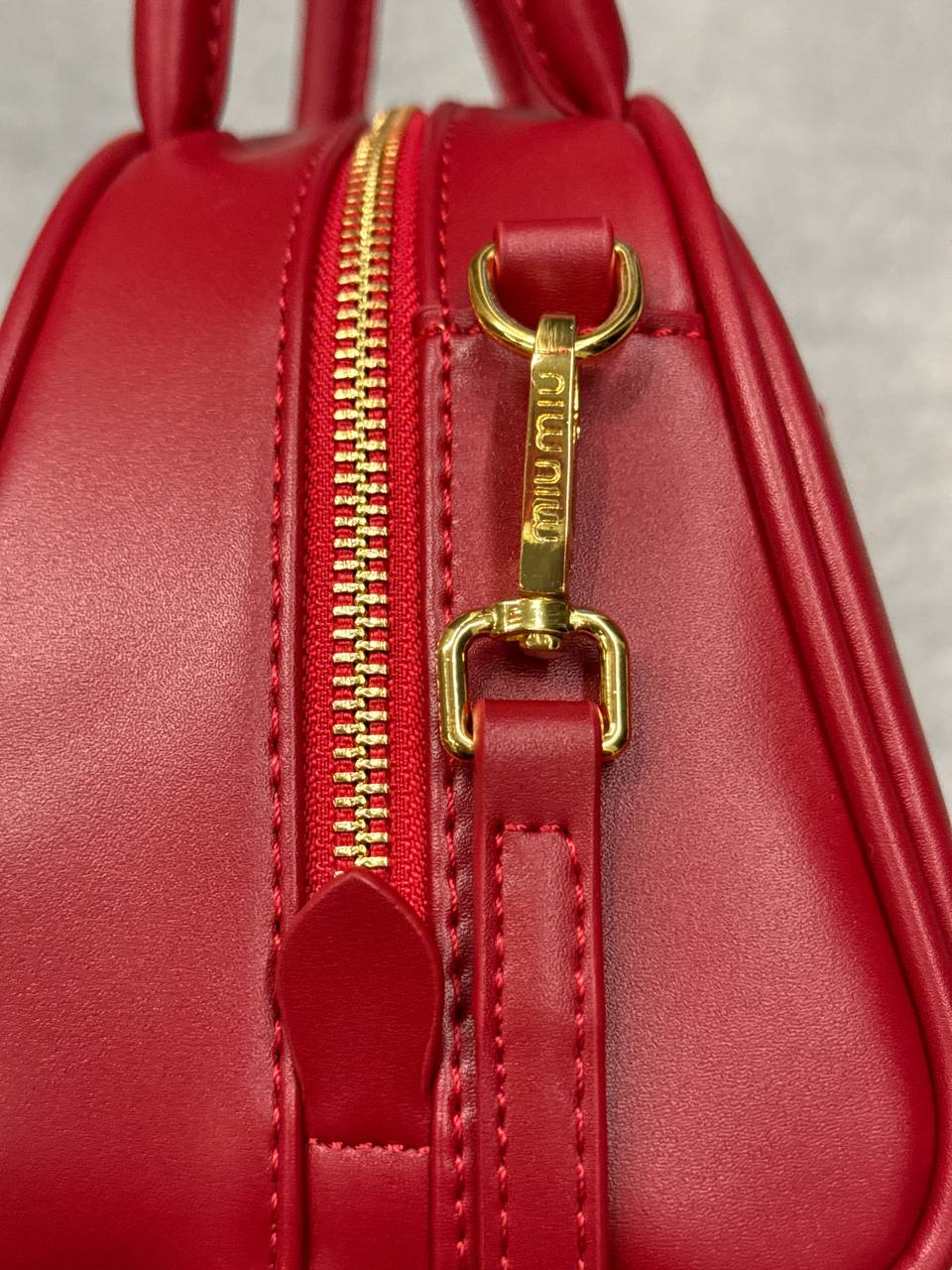 MiuMiu Leather Top-Handle Bag Red - 6
